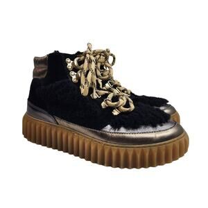 Voile Blanche Eva Hike Shearling Lace-Up High-Top Sneaker Bronze/Black Size 38